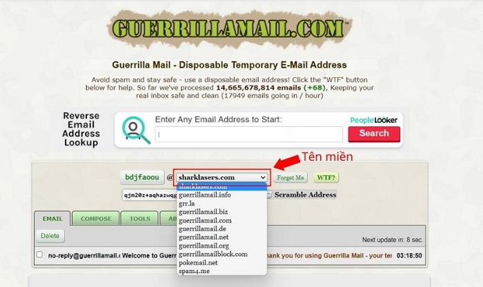 Tạo gmail ảo không cần số điện thoại và sử dụng trong 24h với Guerrillamail4